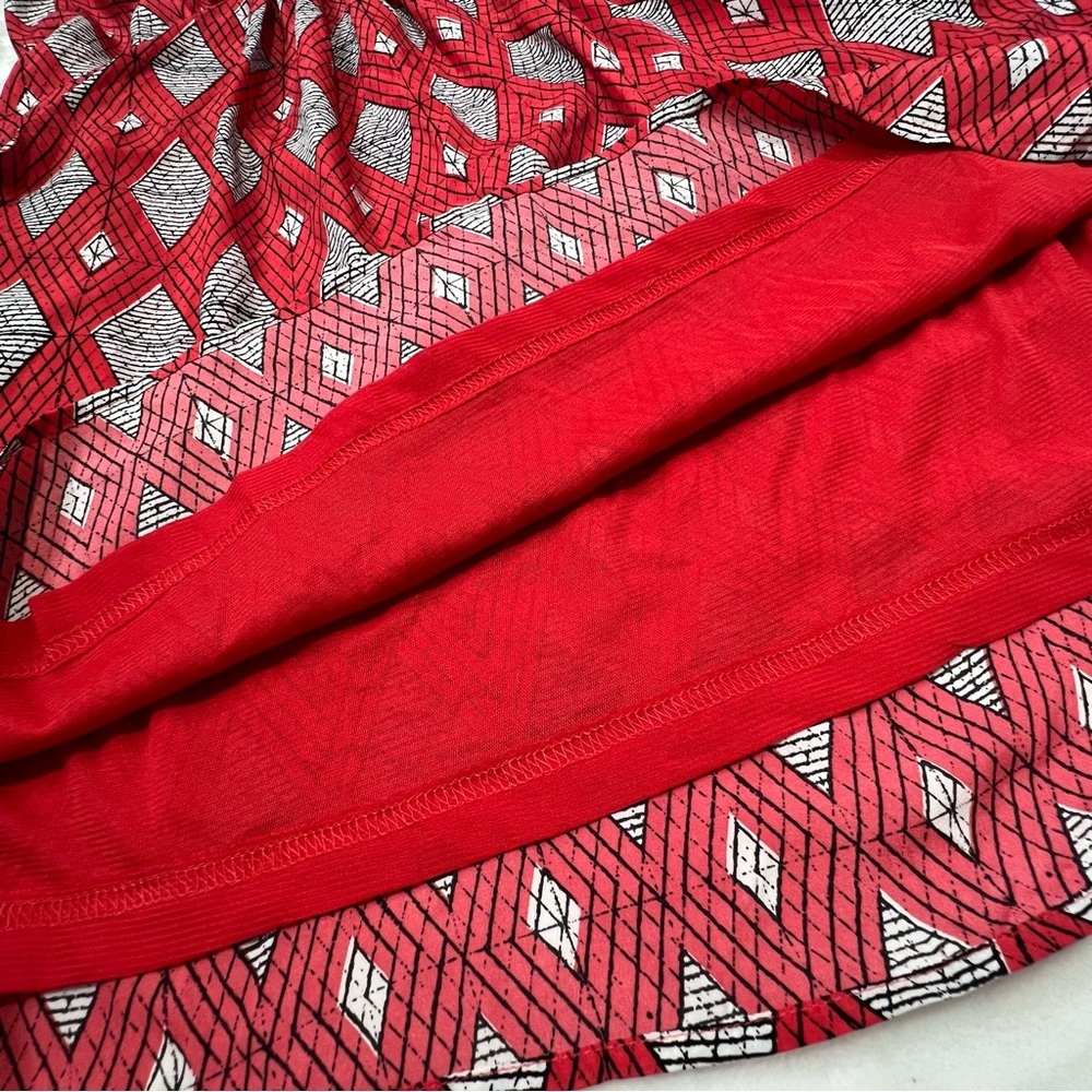 Collective Concepts Dress Sleeveless Pockets Geometric Diamond Red White XS - Picture 13 of 15
